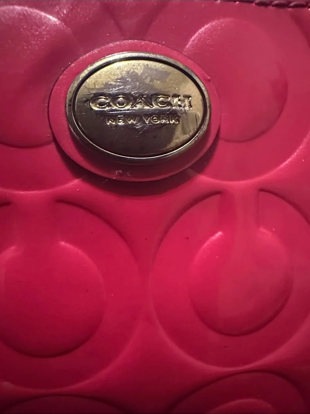 Coach Patent Embossed Pink Wristlet Clutch